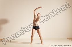 Underwear Gymnastic poses Man White Slim Bald Dancing Dynamic poses Academic